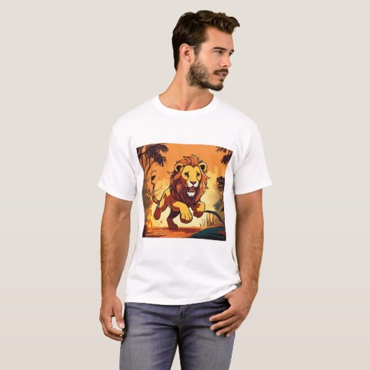 "Lion majestueux - Le Roi du T-shirt sauvage" (Devant entier)