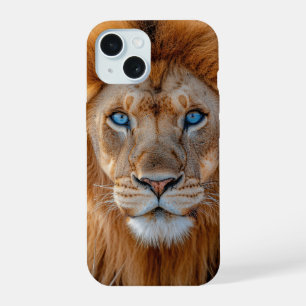 Lion majestueux mâle aux yeux bleus brillants