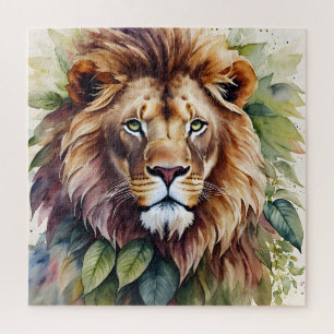 Lion Mane Portrait Botanische Waterverf Legpuzzel