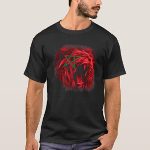 Lion Marokko vlag kleur Proud Moroccan Mannen dad T-shirt