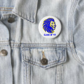 Lion Mascot Blue Yellow and White Spirit Button (In situ)