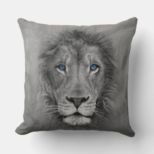 Lion met blauwe ogen Unieke ontwerppiloot Kussen (Voorkant)