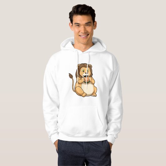 Lion met Burger Hoodie (Voorkant volledig)