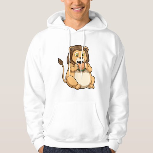 Lion met Burger Hoodie (Voorkant)