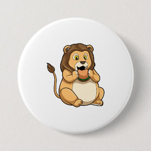 Lion met Burger Ronde Button 7,6 Cm