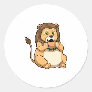 Lion met Burger Ronde Sticker