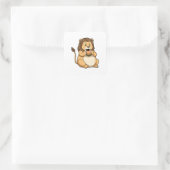 Lion met Burger Vierkante Sticker (Tas)