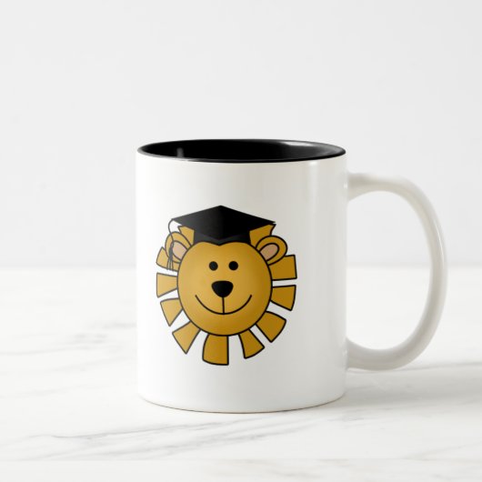 Lion met gediplomeerde kap, T-shirts en cadeaus Tweekleurige Koffiemok (Rechts)