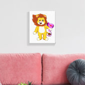 Lion met haardroger canvas afdruk (Insitu (Woonkamer))