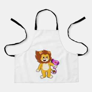 Lion met haardroger schort