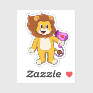 Lion met haardroger sticker