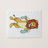 Lion met handdoek voor douwer legpuzzel (Horizontaal)