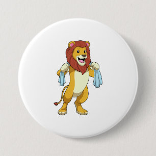 Lion met handdoek voor douwer ronde button 7,6 cm