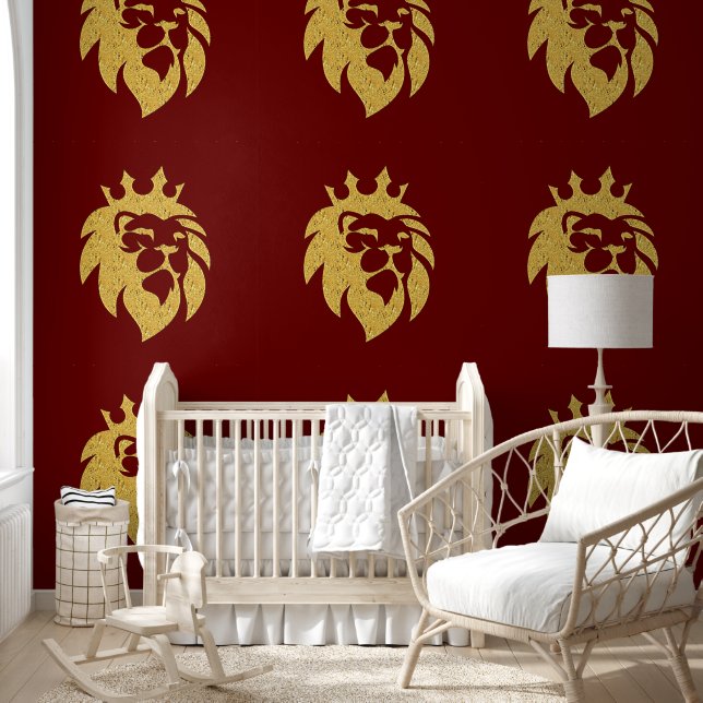 Lion met kroon - Gold Style 1 Behang (Kinderen)