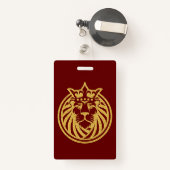 Lion met kroon - Gold Style 4 Badge (Achterkant met intrekbare)
