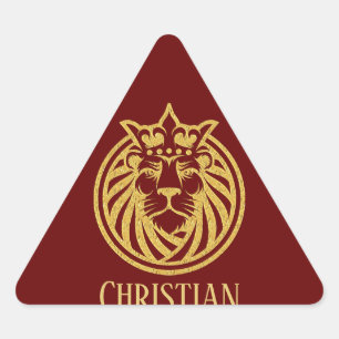 Lion met kroon - Gold Style 4 Driehoek Sticker