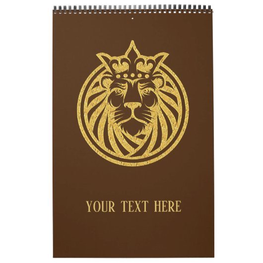 Lion met kroon - Gold Style 4 Kalender (Hoes)