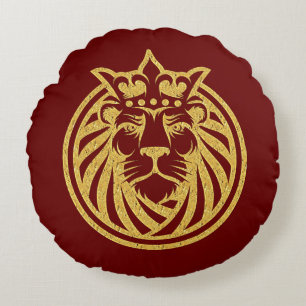 Lion met kroon - Gold Style 4 Rond Kussen