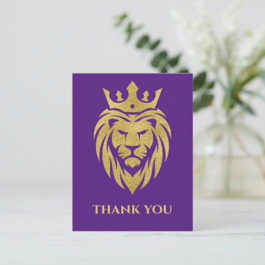 Lion met kroon - gouden stijl 3 briefkaart (Staand voorkant)