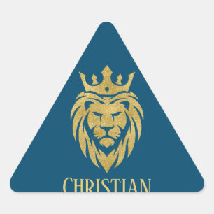 Lion met kroon - gouden stijl 3 driehoek sticker