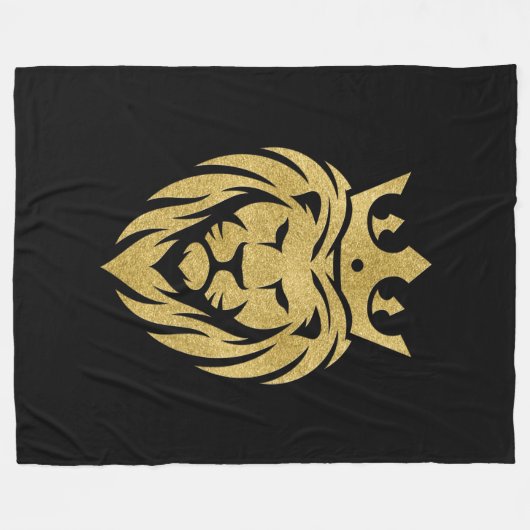 Lion met kroon - gouden stijl 3 fleece deken (Voorkant (Horizontaal))