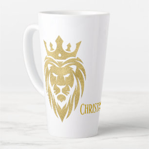 Lion met kroon - gouden stijl 3 latte mok