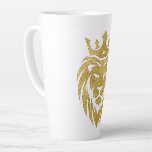 Lion met kroon - gouden stijl 3 latte mok (Linkerhoek)