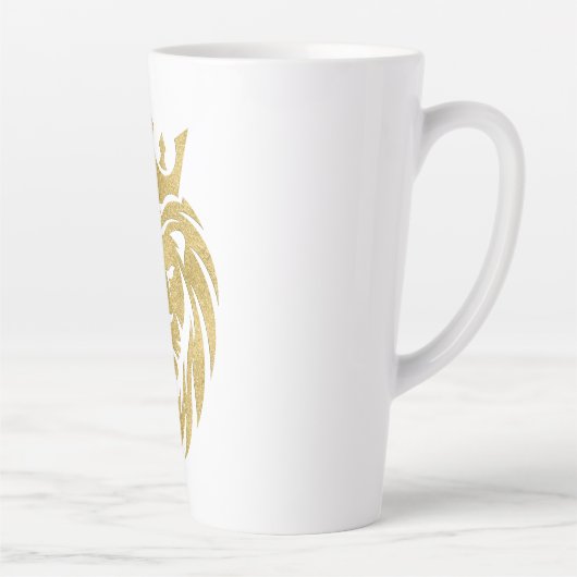 Lion met kroon - gouden stijl 3 latte mok (Rechts)