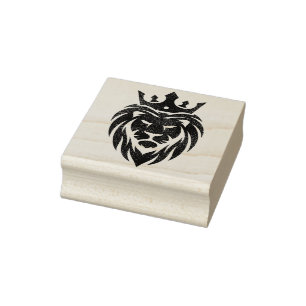 Lion met kroon - gouden stijl 3 	rubberstempel