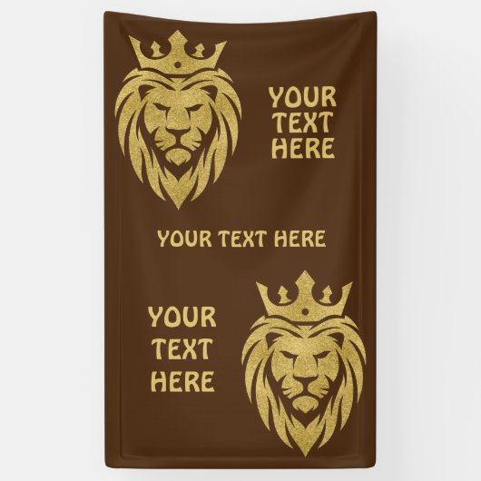 Lion met kroon - gouden stijl 3 spandoek (Verticaal)