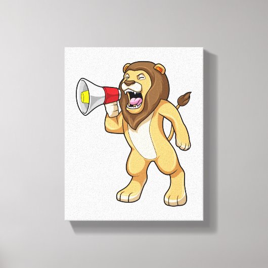 Lion met microfoon canvas afdruk (Voorkant)