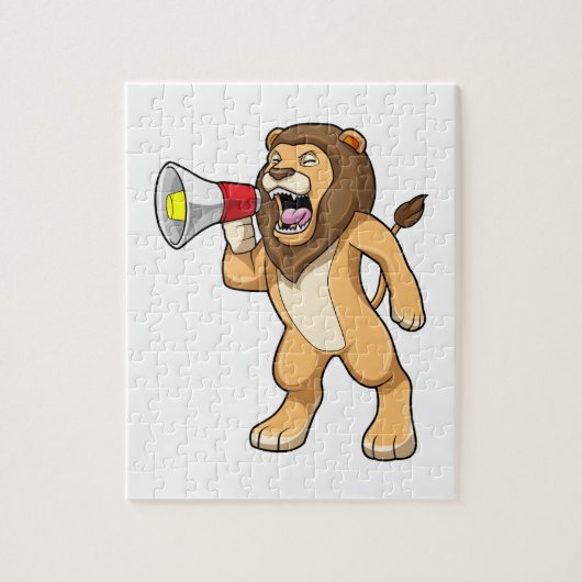 Lion met microfoon legpuzzel (Verticaal)