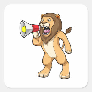 Lion met microfoon vierkante sticker