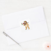 Lion met microfoon vierkante sticker (Envelop)