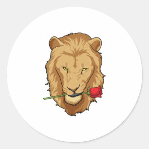 Lion met Roos Ronde Sticker