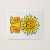 Lion met zonnebloempitten legpuzzel (Horizontaal)