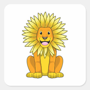 Lion met zonnebloempitten vierkante sticker