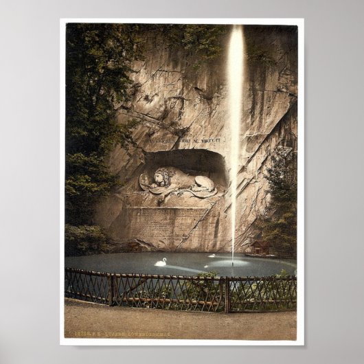 Lion Monument en fontein, Lucerne, Zwitserland Poster (Voorkant)