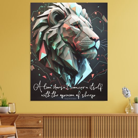 Lion Motivation Quote Canvas Afdruk (Insitu (Woonkamer))