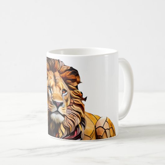 Lion Mozaïek Glas in lood Mok Ontwerp (Voorkant rechts)