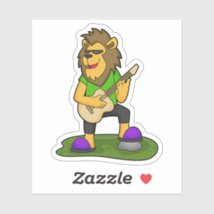 Lion Musician Guitar Music Sticker