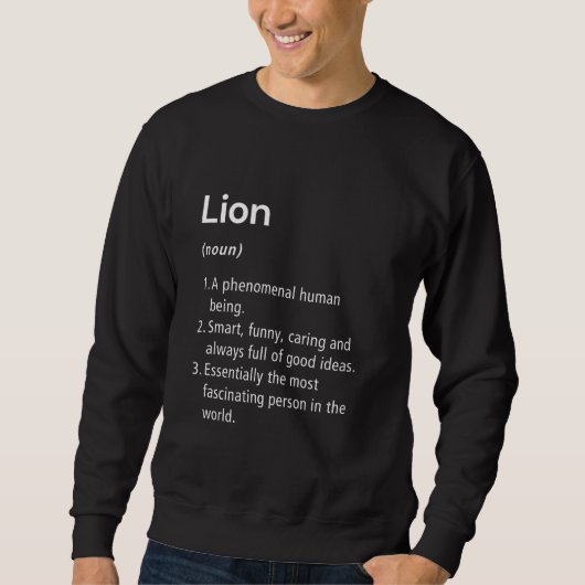 Lion Name Definition Funny Dictionary Trui (Voorkant)