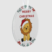 Lion Noël Neige Hiver Animaux Lions Ornament (devant)