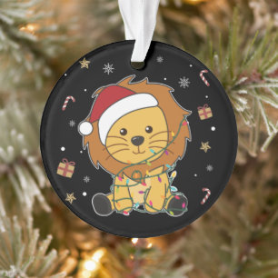 Lion Noël Neige Hiver Animaux Lions Ornament