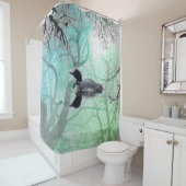 Lion noir blanc vert sur un lac Douche rideau (En situation)