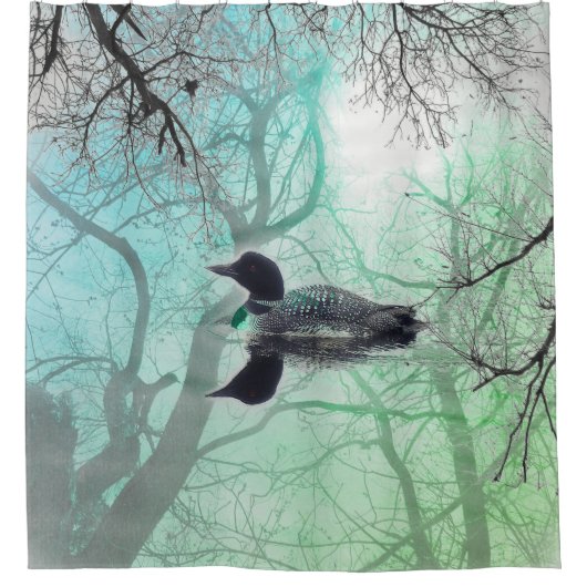 Lion noir blanc vert sur un lac Douche rideau (Devant)