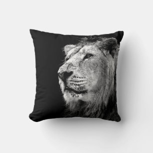 Lion noir et blanc Coussin américain MoJo
