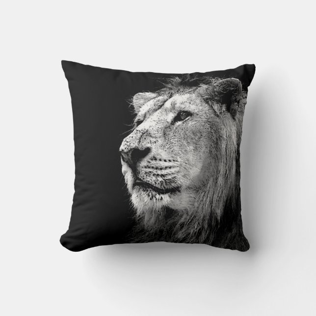 Lion noir et blanc Coussin américain MoJo (Recto)