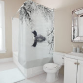 Lion noir et blanc sur un lac Douche rideau (En situation)