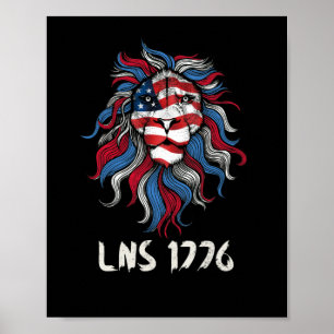Lion Not Sheep 1776 USA Flag Independence Poster